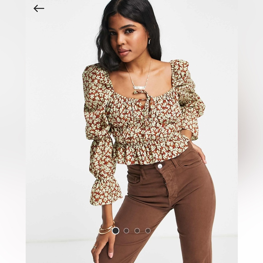 ASOS Floral Puff Sleeve Top